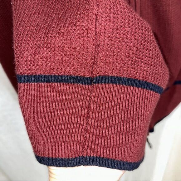 Banana Republic x Mad Men L Burgundy Navy Knit Full Zip Cardigan Sweater - Picture 9 of 13